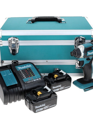 Makita DTD 152 SMTX Akku Schlagschrauber 18 V 165 Nm + 2x Akku 4,0 Ah + Ladegerät + 70 tlg. Bit Bohrer Set + TX Alu Koffer