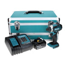 Makita DTD 152 ST1TX Akku Schlagschrauber 18 V 165 Nm + 1x Akku 5,0 Ah + Ladegerät + 70 tlg. Bit Bohrer Set + TX Alu Koffer