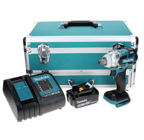 Makita DTW 285 SF1TX clé à chocs sans fil 18 V 280 Nm 1/2" sans balais + 1 batterie 3,0 Ah + chargeur + jeu de 70 forets + coffret en aluminium TX