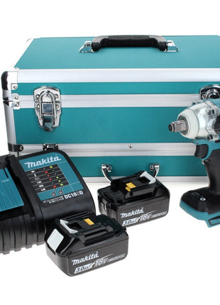 Makita DTW 285 SFTX llave de impacto a batería 18 V 280 Nm 1/2" sin escobillas + 2x baterías 3,0 Ah + cargador + juego de brocas de 70 piezas + maletín de aluminio TX