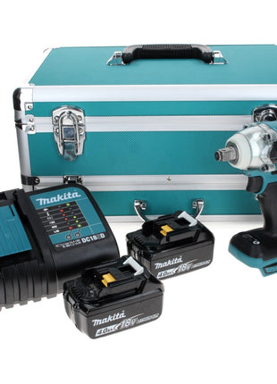 Makita DTW 285 SMTX Akku Schlagschrauber 18 V 280 Nm 1/2" Brushless + 2x Akku 4,0 Ah + Ladegerät + 70 tlg. Bit Bohrer Set + TX Alu Koffer