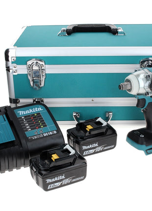 Makita DTW 285 STTX llave de impacto a batería 18 V 280 Nm 1/2" sin escobillas + 2x baterías 5,0 Ah + cargador + juego de brocas de 70 piezas + maletín de aluminio TX