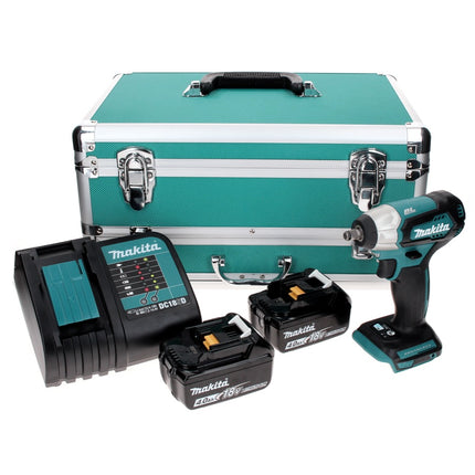 Makita DTW 180 SMTX Akku Schlagschrauber 18 V 180 Nm 3/8" Brushless + 2x Akku 4,0 Ah + Ladegerät + 70 tlg. Bit Bohrer Set + TX Alu Koffer