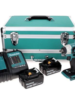 Makita DTW 180 STTX Akku Schlagschrauber 18 V 180 Nm 3/8" Brushless + 2x Akku 5,0 Ah + Ladegerät + 70 tlg. Bit Bohrer Set + TX Alu Koffer