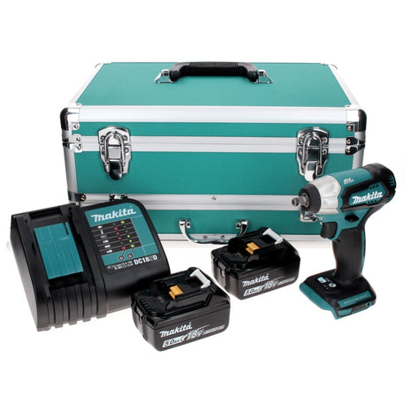 Makita DTW 180 STTX Akku Schlagschrauber 18 V 180 Nm 3/8" Brushless + 2x Akku 5,0 Ah + Ladegerät + 70 tlg. Bit Bohrer Set + TX Alu Koffer