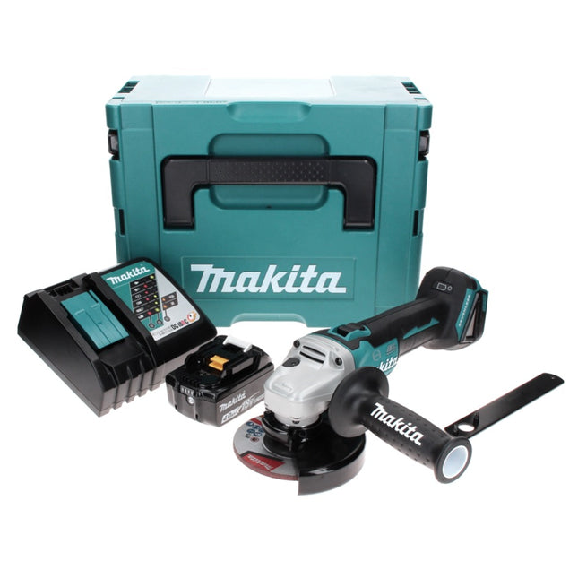 Makita DGA 506 RM1J Akku Winkelschleifer 18 V 125 mm Brushless + 1x Akku 4,0 Ah + Ladegerät + Makpac