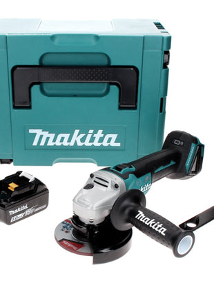 Amoladora angular a batería Makita DGA 506 T1J 18 V 125 mm sin escobillas + 1x batería 5,0 Ah + Makpac - sin cargador