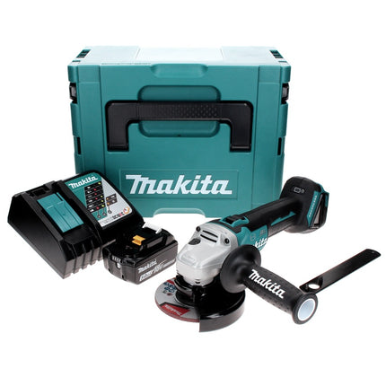 Makita DGA 506 RT1J Akku Winkelschleifer 18 V 125 mm Brushless + 1x Akku 5,0 Ah + Ladegerät + Makpac