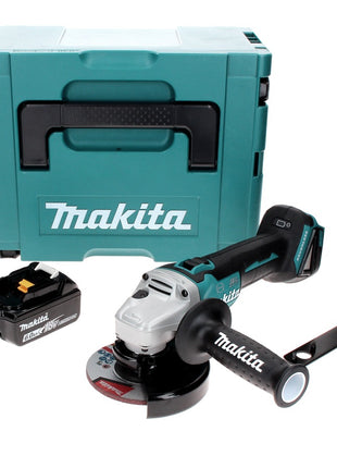 Amoladora angular a batería Makita DGA 506 G1J 18 V 125 mm sin escobillas + 1x batería 6,0 Ah + Makpac - sin cargador