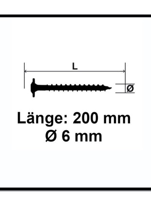 SPAX HI.FORCE Tellerkopf Schraube 6,0 x 200 mm 50 Stk. ( 0251010602005 ) Torx T-Star Plus T30 Teilgewinde Wirox 4Cut