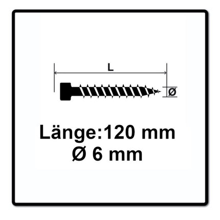 SPAX IN.FORCE Schraube 6,0 x 120 mm 100 Stk. ( 1211010601205 ) Torx T-STAR Plus T30 Vollgewinde Zylinderkopf WIROX 4CUT Bohrspitze