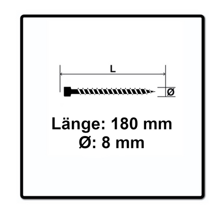 SPAX IN.FORCE Schraube 8,0 x 180 mm 50 Stk. Torx T-STAR Plus T40 ( 1221010801805 ) Vollgewinde Zylinderkopf WIROX CUT Bohrspitze
