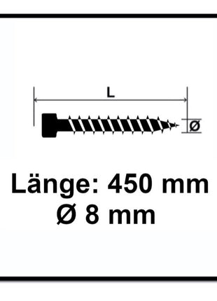 SPAX IN.FORCE Schraube 8,0 x 450 mm 50 Stk. Torx T-STAR Plus T40 ( 1221010804505 ) Vollgewinde Zylinderkopf WIROX CUT Bohrspitze - Toolbrothers