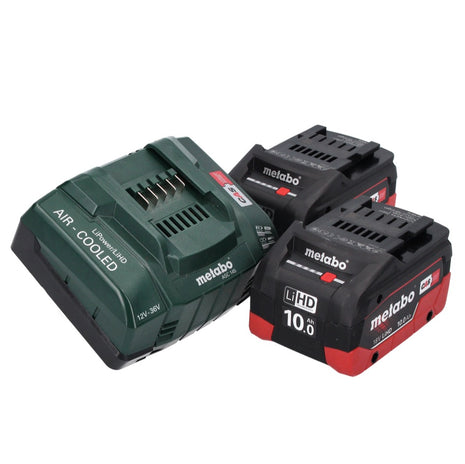 Juego básico Metabo de 18 V, 2 baterías de 10,0 Ah LIHD + cargador ASC 145, sistema CAS