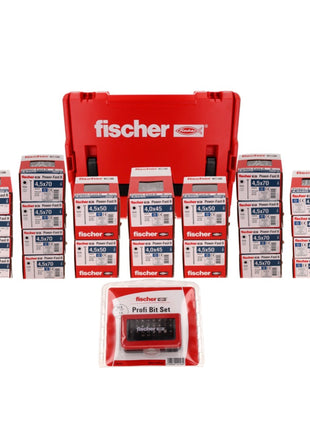 Fischer L-Boxx 238 Power Fast II 3401 tlg. Spanplattenschraube Set ( 558740 ) + L-Boxx Senkkopf mit Torx Vollgewinde / Teilgewinde galvanisch verzinkt, blau passiviert