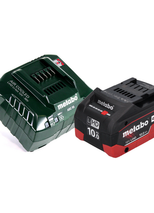 Martillo combinado a batería Metabo KHA 18 LTX 18 V 2,2 J SDS Plus + 1x batería 10,0 Ah + cargador + juego de brocas para piedra P4P SDS plus de 7 piezas + metaBOX