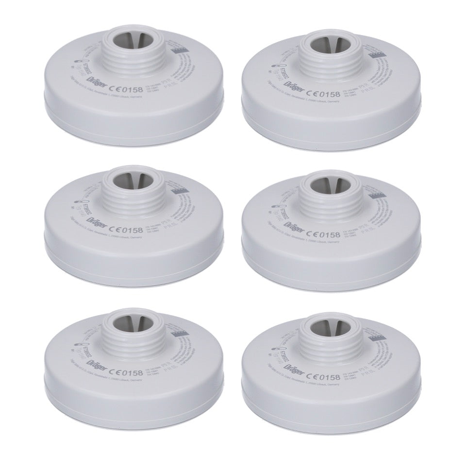 Dräger Rd40 Partikel Filter Set 6x P3 R ( 6x 6738932 ) für Vollmasken X-plore 6000 und Halbmasken X-plore 4000