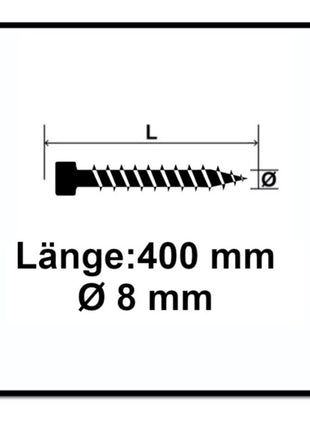 SPAX IN.FORCE Schraube 8,0 x 400 mm 100 Stk. ( 2x 1221010804005 ) Torx T-STAR Plus T40 Vollgewinde Zylinderkopf WIROX CUT Bohrspitze