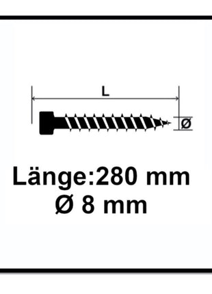 SPAX IN.FORCE Schraube 8,0 x 280 mm 100 Stk. ( 2x 1221010802805 ) Torx T-STAR Plus T40 Vollgewinde Zylinderkopf WIROX CUT Bohrspitze