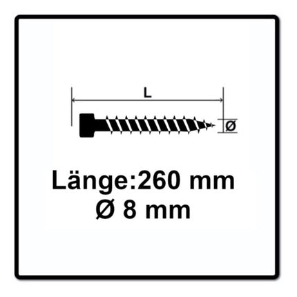 SPAX IN.FORCE Schraube 8,0 x 260 mm 100 Stk. ( 2x 1221010802605 ) Torx T-STAR Plus T40 Vollgewinde Zylinderkopf WIROX CUT Bohrspitze