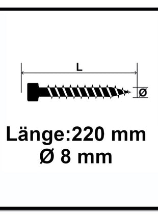 SPAX IN.FORCE Schraube 8,0 x 220 mm 100 Stk. ( 2x 1221010802205 ) Torx T-STAR Plus T40 Vollgewinde Zylinderkopf WIROX CUT Bohrspitze