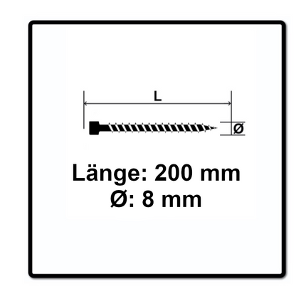 SPAX IN.FORCE Schraube 8,0 x 200 mm 250 Stk. ( 5x 1221010802005 ) Torx T-STAR Plus T40 Vollgewinde Zylinderkopf WIROX CUT Bohrspitze