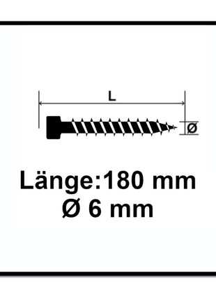 SPAX IN.FORCE Schraube 6,0 x 180 mm 200 Stk. ( 2x 1211010601805 ) Torx T-STAR Plus T30 Vollgewinde Zylinderkopf WIROX 4CUT Bohrspitze