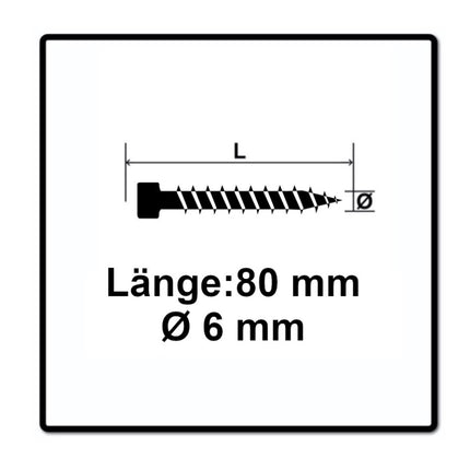 SPAX IN.FORCE Schraube 6,0 x 80 mm 1000 Stk. ( 5x 1211010600805 ) Torx T-STAR Plus T30 Vollgewinde Zylinderkopf WIROX 4CUT Bohrspitze