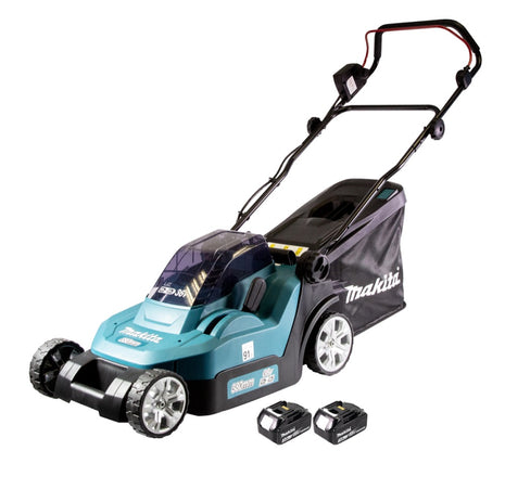 Makita DLM 432 F2 cordless lawn mower 36 V ( 2x 18 V ) 43 cm brushless + 2x battery 3.0 Ah - without charger