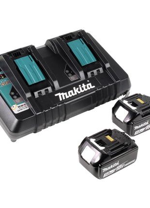 Cortacésped a batería Makita DLM 432 PF2 36 V (2x 18 V) 43 cm sin escobillas + 2x batería 3,0 Ah + cargador doble