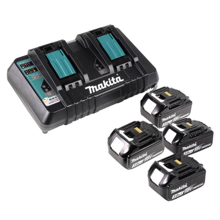 Makita DLM 432 PF4 Akku Rasenmäher 36 V ( 2x 18 V ) 43 cm Brushless + 4x Akku 3,0 Ah + Doppel Ladegerät