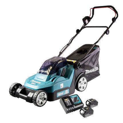Makita DLM 432 RM2 Akku Rasenmäher 36 V ( 2x 18 V ) 43 cm Brushless + 2x Akku 4,0 Ah + Ladegerät