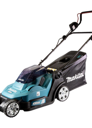 Cortacésped a batería Makita DLM 432 PM2 36 V (2x 18 V) 43 cm sin escobillas + 2x batería 4,0 Ah + cargador doble