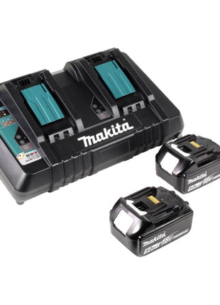 Cortacésped a batería Makita DLM 432 PT2 36 V (2x 18 V) 43 cm sin escobillas + 2x batería 5,0 Ah + cargador doble