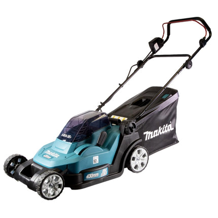 Makita DLM 432 PG2 Akku Rasenmäher 36 V ( 2x 18 V ) 43 cm Brushless + 2x Akku 6,0 Ah + Doppel Ladegerät