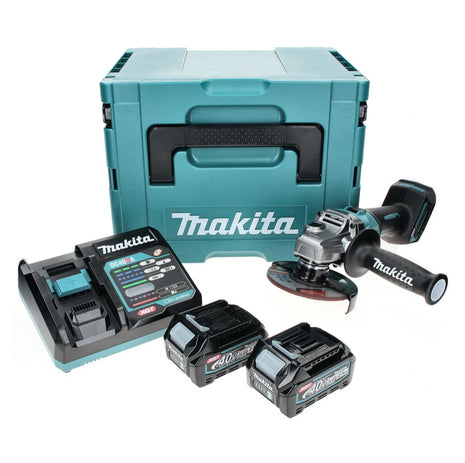 Meuleuse d'angle sur batterie Makita GA 005 GD201 40 V max. 125 mm sans balais XGT + 2x batterie 2,5 Ah + chargeur + Makpac