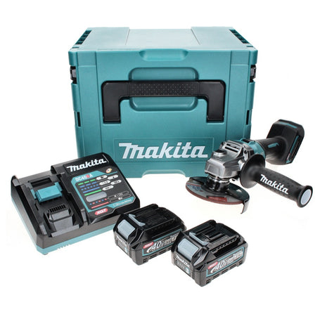 Makita GA 008 GD201 Akku Winkelschleifer 40 V max. 125 mm Brushless  XGT + 2x Akku 2,5 Ah + Ladegerät + Makpac