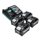 Makita Power Source Kit 40 V max. avec 4x BL 4040 batterie 4,0 Ah XGT ( 4x 191B26-6 ) + DC 40 RA chargeur rapide XGT LXT ( 191E07-8 )