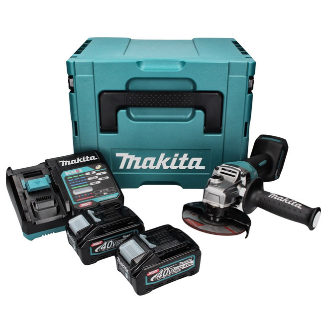 Makita GA 016 GM201 Akku Winkelschleifer 40 V max. 125 mm Brushless  XGT + 2x Akku 4,0 Ah + Ladegerät + Makpac
