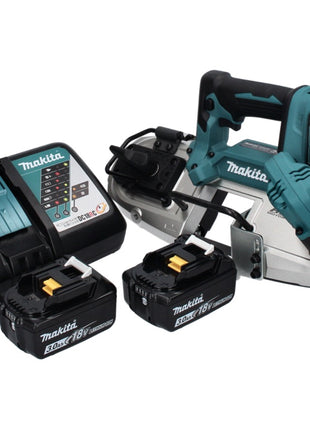 Makita DPB 183 RF scie à ruban sans balais 18 V 66 mm + 2 batteries 3,0 Ah + chargeur