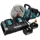 Makita DCE 090 PM2X1 Akku Trennschleifer 36 V ( 2x 18 V ) 230 mm Brushless + 2x Akku 4,0 Ah + Doppelladegerät