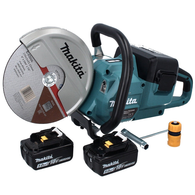 Makita DCE 090 T2X1 Akku Trennschleifer 36 V ( 2x 18 V ) 230 mm Brushless + 2x Akku 5,0 Ah - ohne Ladegerät