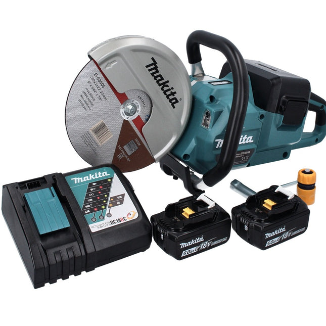 Makita DCE 090 RT2X1 Akku Trennschleifer 36 V ( 2x 18 V ) 230 mm Brushless + 2x Akku 5,0 Ah + Ladegerät