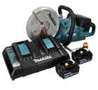 Makita DCE 090 PT2X1 amoladora de corte a batería 36 V (2x 18 V) 230 mm sin escobillas + 2x batería 5,0 Ah + doble cargador