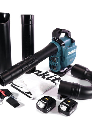 Makita DUB 363 T2V souffleur/aspirateur à feuilles sans balais 36 V (2x 18 V) + kit d'aspiration + 2x batterie 5,0 Ah - sans chargeur