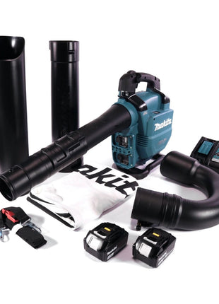 Makita DUB 363 RT2V souffleur/aspirateur à feuilles sur batterie 36 V (2x 18 V) sans balais + kit d'aspiration + 2x batterie 5,0 Ah + chargeur