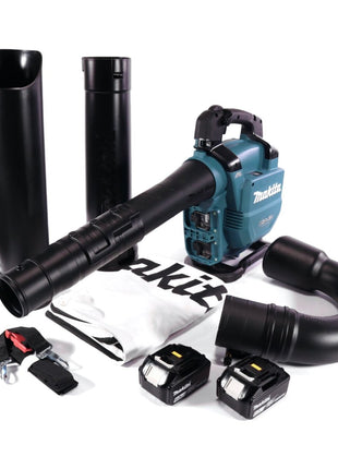 Makita DUB 363 G2V souffleur/aspirateur à feuilles sur batterie 36 V (2x 18 V) sans balais + kit d'aspiration + 2x batterie 6,0 Ah - sans chargeur