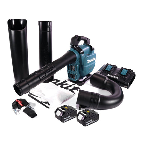 Makita DUB 363 PG2V 36 V (2x 18 V) Souffleur/Aspirateur à feuilles brushless + Set d'aspiration + 2x Batteries 6.0 Ah + Double chargeur