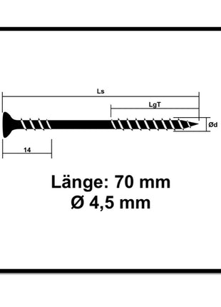 SPAX Fassadenschraube 4,5 x 70 mm 200 Stk. Edelstahl A2 ( 2x 25470004507022 ) Fixiergewinde Mini Linsensenkkopf T-STAR Plus Torx T20 CUT