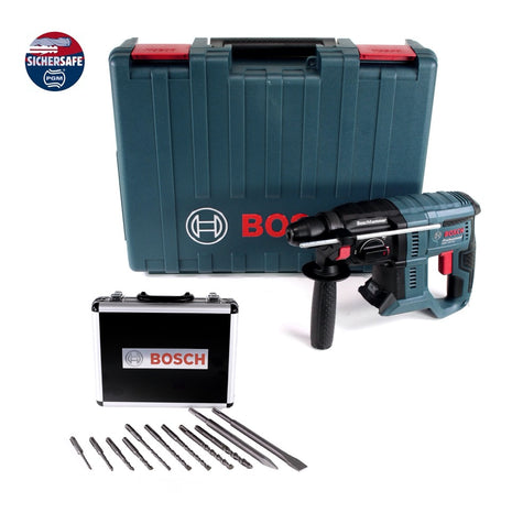 Bosch GBH 18V-20 Perceuse à percussion sans fil 18 V 1.7 J SDS-plus + Jeu de perceuses et burins 11 pièces.Certifié PGM + Mallette - sans accessoires